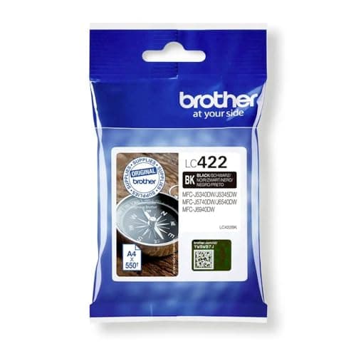 Image of Brother LC-422BK Inkjet Cartridge, Black, Standard Yield, Single Pack, includes 1 x Inkjet Cartridge, Genuine Supplies
