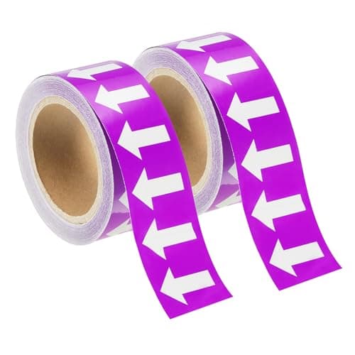 Image of sourcing map Directional Pipe Flow Arrow Adhesive Tape Pipeline Arrow Stickers 2 Inch x 65 Ft Pipe Identification Marking Labels for Pipe Flow Markers, White on Purple Pack of 2
