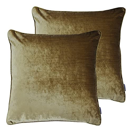 Image of Paoletti Luxe Velvet Polyester Filled Cushions (Twin Pack), Polyester, Gold