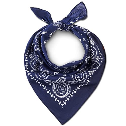 Image of LOVARZI Blue Cotton Bandanas for Men & Women - Navy Blue Paisley Headband Large Scarf - Pirate, Hair, Head & Neckerchief Scarves