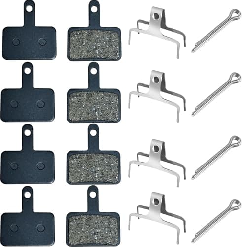 Image of ZKPJH Bike Brake Pads 4 Pair High Performance Bicycle Brake Pads for Shimano MT200,Resin Semi-Metal Mountain Bike Disc Brake Pad,Bike Brake Pads Fit for Tektro/TRP/Shimano B01S M315 M415 M525 M515