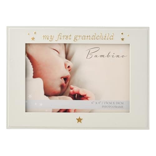 Image of Bambino by Juliana Blue Rectangular Horizontal Picture Photo Frame 6" x 4" - 'My First Grandchild'. Gift and Display Frame Celebrating New Born Babies, Christening & Baby Shower.