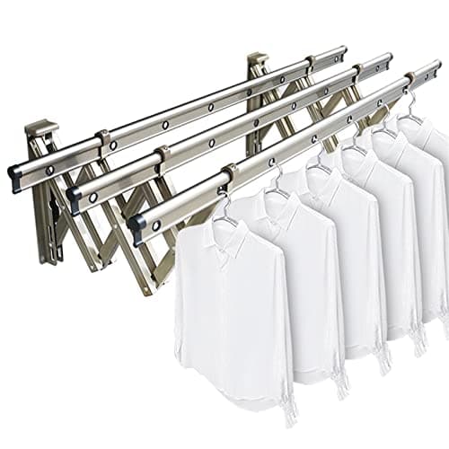 Image of Indoor Outdoor Clothes Drying Rack Foldable Clothes Rack.Foldable Clothes Drying Rack Gold Extendable Clothes Airer for Indoor Outdoor Laundry Towel Rail for Bathroom Washing Clothesline Ba