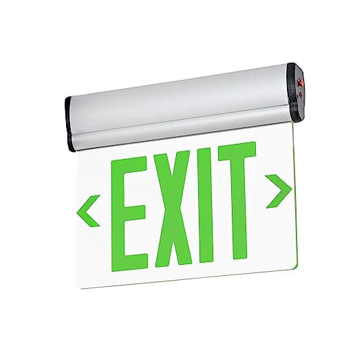 Image of TANLUX Green Exit Signs for Business, LED Edge Lit Exit Sign, UL 924, Hardwired Emergency Exit Lights with Battery Backup, Aluminum Housing with Rotating Acrylic Clear Panel, AC 120/277V, 1 Pack