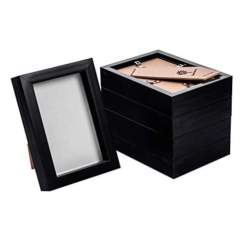 Image of Nicola Spring 3D Shadow Box Photo Frames - 4 x 6 (10 x 15cm) - Pack of 5 - Black 3D Photo Frame Picture Frame Box Small Portrait Display Case for Crafts, Keepsakes, Wedding, Graduation