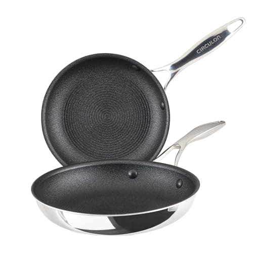 Image of Circulon Scratch Defense 22cm & 25cm Stainless Steel Frying Pan Set with Extreme Non Stick – Induction Frying Pan, All Hob Suitable