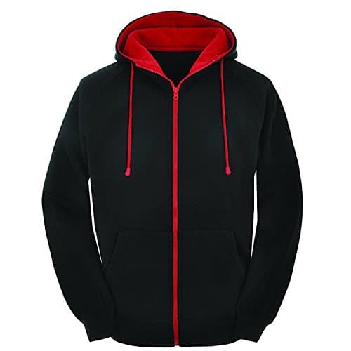Image of X-Large Contast black and red zip varsity zip up hoodie