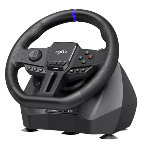 Image of PXN V900 Gen2 Gaming Steering Wheel with Hall Pedals - 16 Bit, 280mm, 270°/900°, Vibration Feedback, Paddle Shifters, Companion App, Fixing Clamps - Racing Wheel for PC, Xbox, PS4, PS3, and Switch
