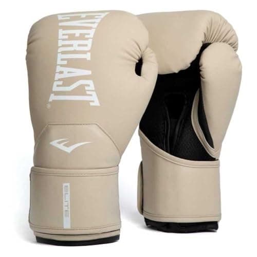 Image of Everlast Elite 2 Boxing Gloves, Pro Training Gloves for Men and Women, Secure Fit Hook and Loop Closure & Ventilation, Heavy Bag & Speedbag Training (Tan, 8oz)