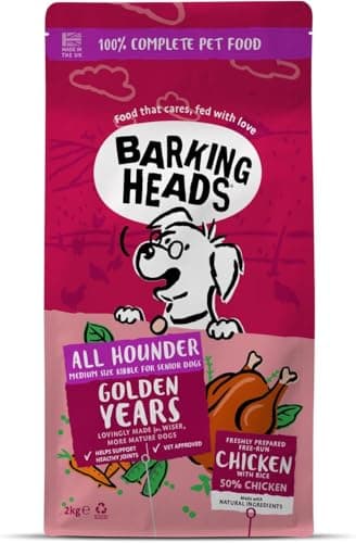 Image of Barking Heads Complete Dry Dog Food 2kg - Senior All Hounder Golden Years Chicken - Natural Senior Recipe with Joint Support - Vet Approved