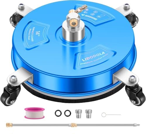 Image of LidoDola Pressure Washer Surface Cleaner with 4 Wheels - Stainless Steel Surface Cleaner for Pressure Washer Attachment for Concrete, Driveway, Patio, Sidewalk, Deck and Driveways (14 INCH Blue)