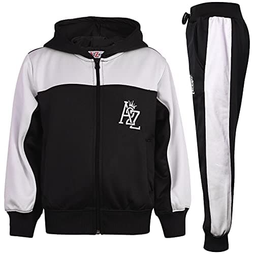 Image of A2Z 4 Kids Girls Boys Unisex Tracksuit A2Z Embroidered Contrast Panelled - T.S A2Z 704 Black 9-10