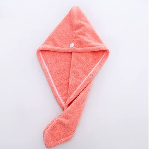 Image of Microfibre Hair Drying Towel Wrap Super Absorbent Turban Rapid Dry Salon for Wet Curly Long & Thick Hair (Pink)