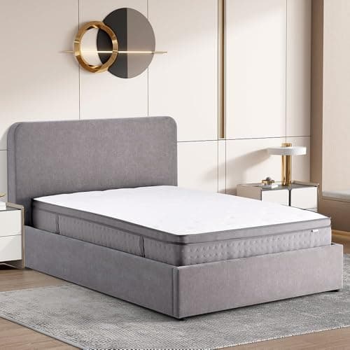 Image of Ascot Fabric Ottoman Storage Double Bed In Grey