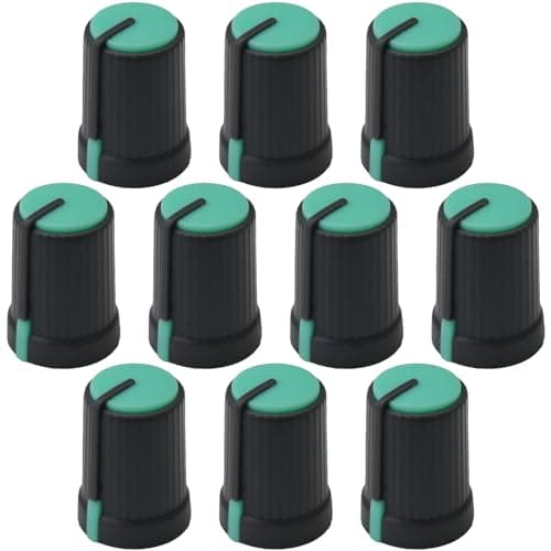 Image of 6m D-Shaft Hole Grey Body Colour Cap Mixer Control Knobs Pack of 10 (Green/Dark Grey)
