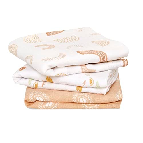 Image of aden + anais 100% Cotton Muslin Musy Squares, Multi-use Baby Cloths for Girls & Boys, 70x70cm, Ideal Newborn & Infant Nursing Set, Perfect Shower Gifts, 3 Pack, Keep Rising
