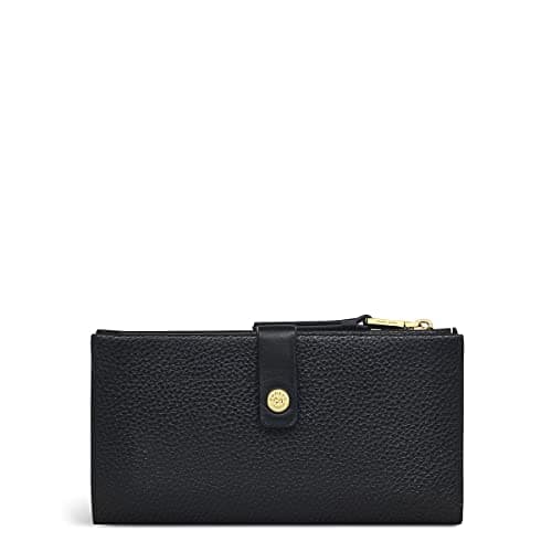 Image of Radley London Rivington Large Bifold Matinee Purse for Women, Made from Black Grained Leather, Purse with Press Stud Tab with Metal Rivet Stud, Twelve Card Slots, Four Slip Pockets & Notes Compartment