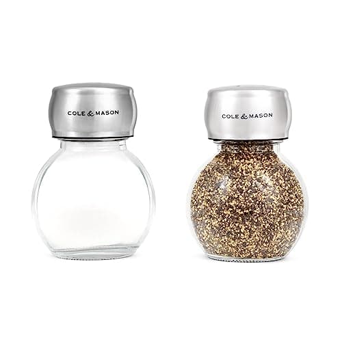 Image of Cole & Mason Darlington Salt and Pepper Shaker Set, Stainless Steel Lid, Easy to Fill, Glass/Stainless Steel, 83mm, Classic Set,