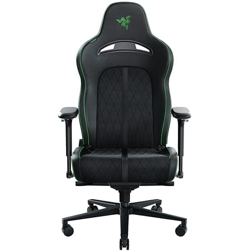 Image of Razer Enki X Pro - Gaming Chair with Integrated Lumbar Support (Desk/Office Chair, Multi-Layer Synthetic Leather, Foam Padding, Head Cushion, Height Adjustable) Black/Green