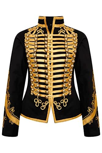 Image of Ro Rox Adam Ant Military Drummer Jacket for Women, Marching Band Women’s Jacket for Themed Parties, Performances, Halloween, Black, XXL