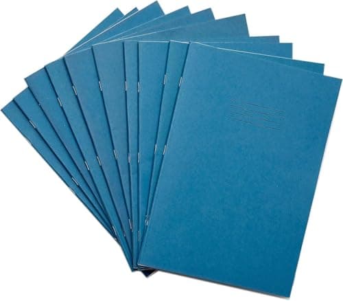 Image of Rhino A4 Tinted Exercise Book, Light Blue Cover with Pink Coloured Paper, 50 Pack, 48 Page / 8mm Lined with Margin Dyslexia & SEN Notebook Aids & Resources