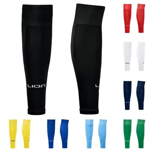 Image of LION SPORTSWEAR Football Sock Sleeves To Accompany Grip Socks - Fits Over Calf/Shin Pads - Variety Of Colours To Match Your Team Kit (Black)