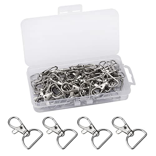 Image of 40 PCS Silver Swivel Lobster Claw Clasps Snap Hooks with D Ring, Heavy Duty Metal 360° Rotating Trigger Clips for Keychains Lanyards Bags Crafts Pet Collars