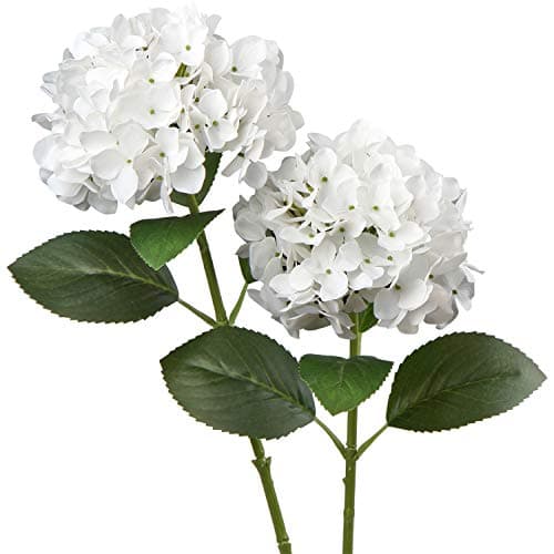 Image of Briful Hydrangea Artificial Flowers Real Touch Hydrangea Flowers 24.8" Tall Fake Flowers Hydrangea Plants Long Stem White Artificial Flowers Outdoor, Garden Wedding, Home Decor