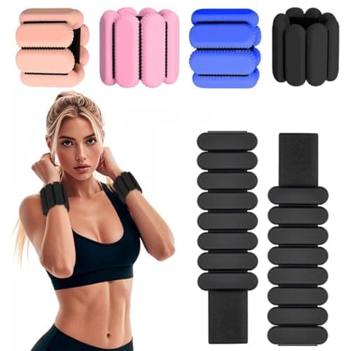 Image of ibforcty 2PCS Adjustable Wrist Weights Ankle Weights Set for Exercise Walking Jogging Yoga Aerobics Pilates Weight-Bearing Bracelet Fitness Wristband (Black)