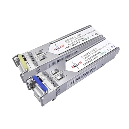 Image of Elfcam® - SFP Module 1.25G, Fibre Optic Cable Connector Mono-Mode LC/UPC, 10KM DDM, Compatible with Cisco, Huawei, D-Link, Mikrotik (TX 1310nm and TX 1550nm)