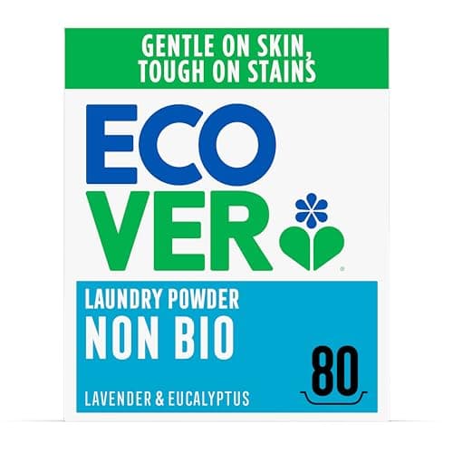 Image of Ecover Non-Bio Laundry Detergent Powder, Laundry Washing Detergent, Fresh Lavender and Eucalyptus Scent, 1 x 80 Washes, 1 x 4kg