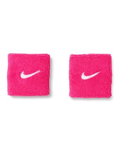 Image of Nike Swoosh Classic Wristbands 2-Pack Sweatbands Tennis Fitness Running Wristbands Sports, Vivid Pink/White, One Size