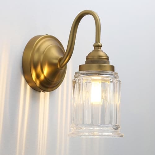 Image of Yosoan Vintage Industrial Glass Sconce Wall Light Fitting, Wall Lamp for Home Bedroom Kitchen Living Room Bedroom Loft Bar (Antique Gold)