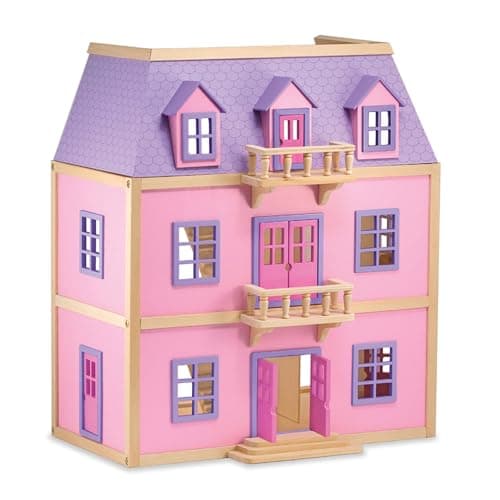 Image of Melissa & Doug Multi-Level Wooden Dollhouse | Dolls house | Wooden dolls house | Large Playset for Girls & Boys | Dollhouses & Dolls | Toys for 3 year old boy | Gift for Boy or Girl