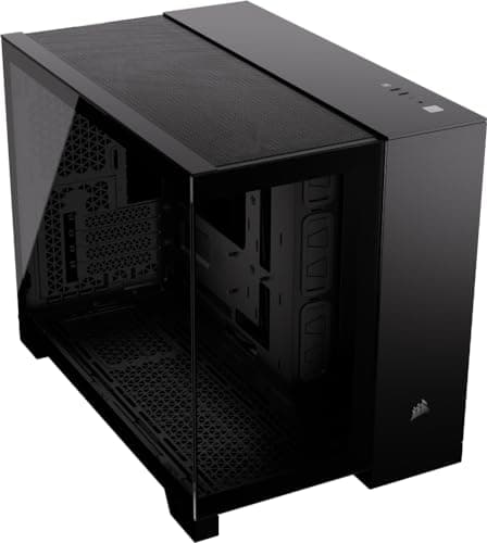 Image of CORSAIR 2500X Small-Tower mATX Dual Chamber PC Case – Panoramic Tempered Glass – Reverse Connection Motherboard Compatible – No Fans Included – Black