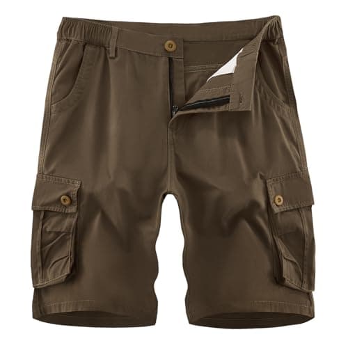 Image of APTRO Mens Cargo Shorts Combat Shorts for Men UK Cotton Camo Shorts with Multi Pockets Workwear Coffee Brown CS05 32