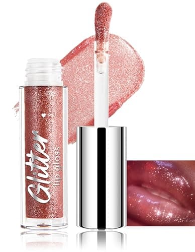 Image of Erinde Glitter Lip Gloss, Sparkling Iridescent Shimmer Lip Stain for Women, Moisturizing Hydrating Formula, Long Lasting Non-Sticky Glossy Liquid Lipstick, Holographic lip Makeup #02