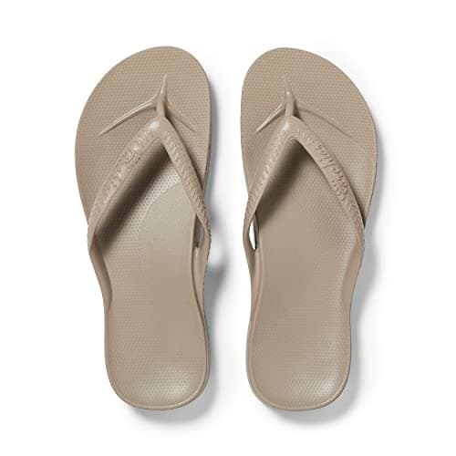 Image of ARCHIES Arch Support Flip Flops for Men & Women – Orthotic Sandals for Plantar Fasciitis Relief – Lightweight, Cushioning, Shock-Absorbing Sandals for Walking, Foot Pain - Taupe (UK 4)