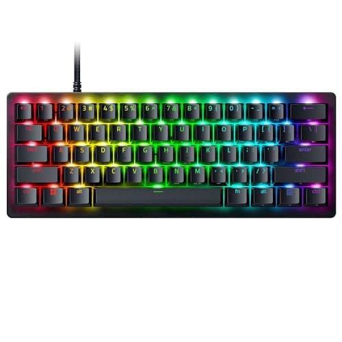 Image of Razer Huntsman V3 Pro Mini 60% Gaming Keyboard: Analog Optical Switches w/Rapid Trigger & Adjustable Actuation - Onboard Adjustments - Dual-Purpose Mod Keys - Doubleshot PBT Keycaps - Black