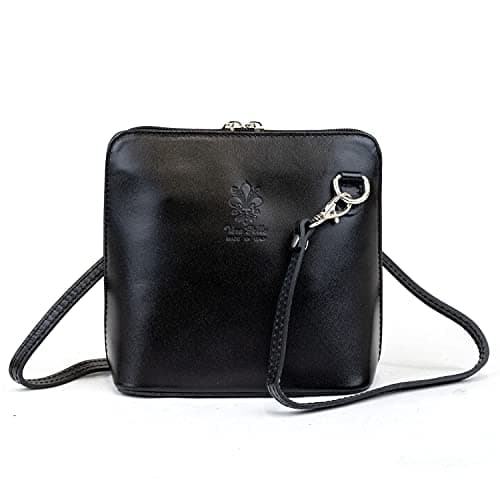 Image of Woodland Leathers Small Vera Pelle Handbag Genuine Leather Cross Body Bag for Women Italian Mini Shoulder Bag Highquality Strap (Black)