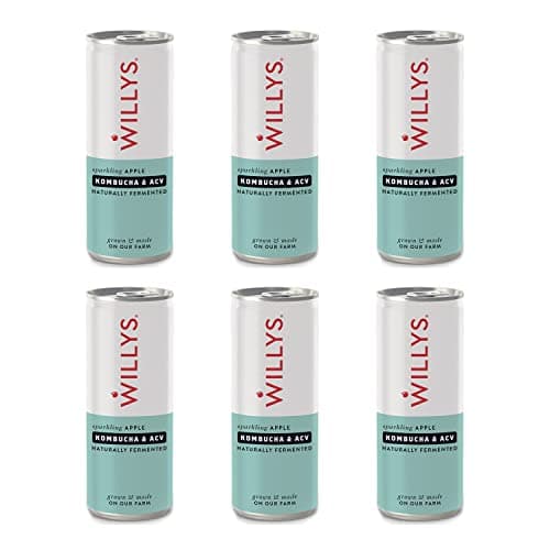 Image of Willys ACV - Willy's Sparkling Apple, Kombucha & ACV Drink (Apple Cider Vinegar) 250ml Can - Pack of 6