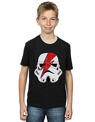 Image of Star Wars Boys The Last Jedi Stormtrooper Red Cubist Helmet T-Shirt 12-13 Years Black
