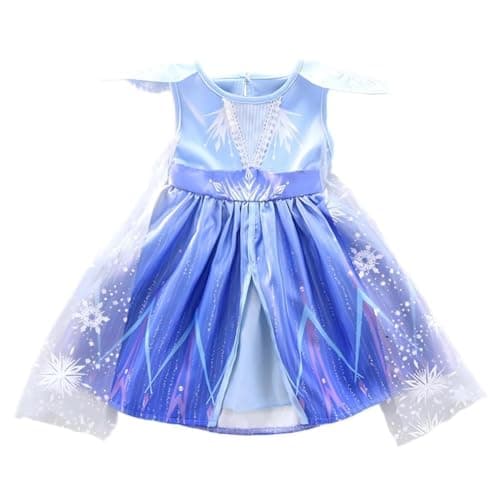 Image of Lito Angels Baby Girls Ice Princess Snow Queen Costume Birthday Party Fancy Dress Up with Snowflake Cape Age 12-18 Months Blue 267