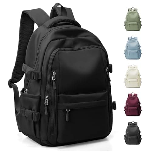 Image of HYC00 School Bag for Teenager Girls Boys Secondary High Middle School Bookbag School Backpack Womens Casual Daypack Water-Resistant 14 Inch Laptop Rucksack Backpack for Travel College Work Bags,Black