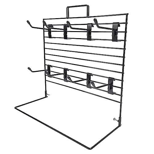 Image of Large Counter Mesh Panel Hook Stand in Black for Shop Display, Keyrings, Gifts 380mm x 220mm Includes 8 x 4 Single Black Mesh Hooks (J46L/7-FBA)
