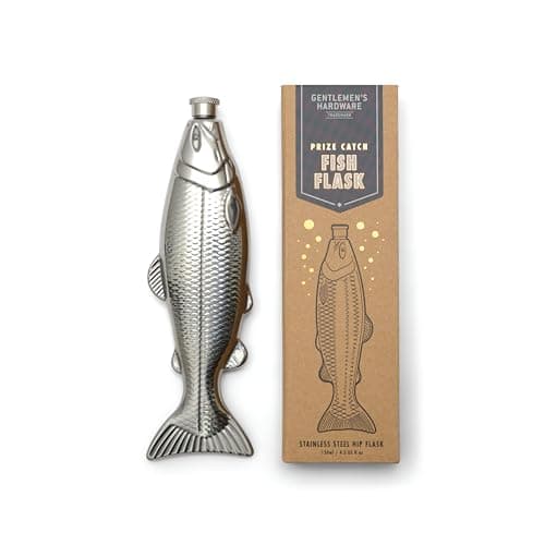 Image of Gentlemen's Hardware Drink Flasks Gift Boxed Stainless Steel Hip Flask, 130 ML, Fish