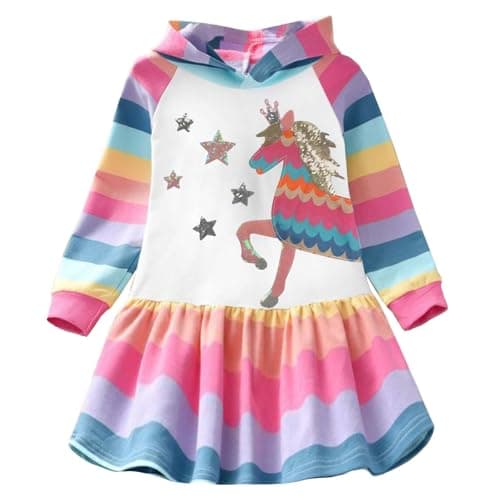 Image of VIKITA Girls Dress Polka Dot Stripe Dresses Baby Girls Clothing Outfits LH7600 (Size: 6-7 Years=116-122cm)