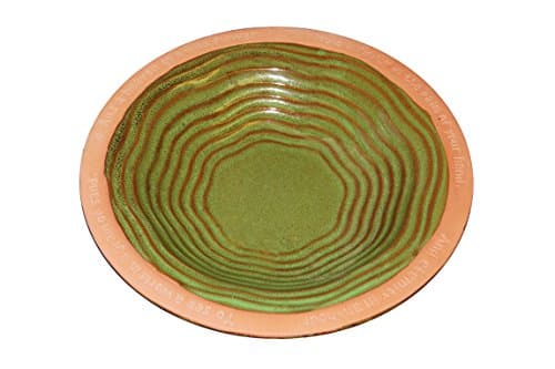 Image of Wildlife World Echoes Ceramic Bird Bath and Drinker Bowl for Outdoor Gardens (Green)