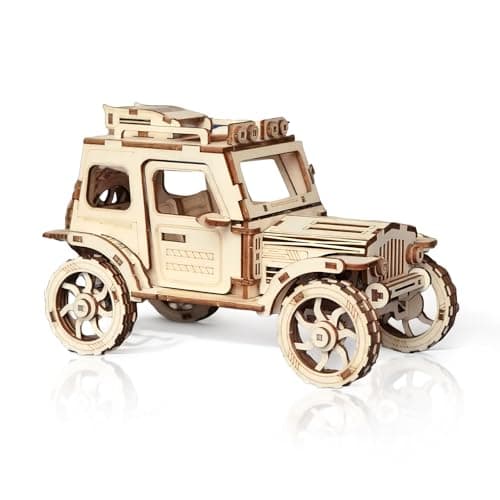 Image of Cuteefun 3D Wooden Puzzle, Off-road Vehicle, Mechanical Model Kits for Adults to Build, Wooden Mechanical Construction Set, Gift for Birthday Father's Day