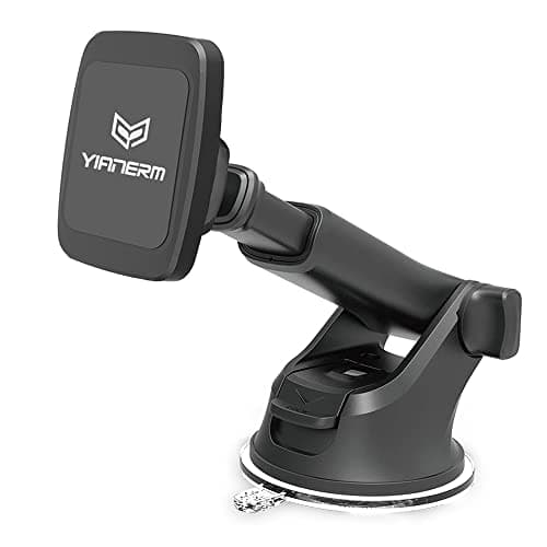 Image of YIANERM Magnetic Car Phone Holder, Universal Dashboard Windscreen Suction Cup Strong Magnet Car Phone mount with Adjustable Telescopic Arm, Compatible with Smartphones